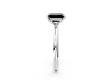 White gold Fancy Black Emerald Cut Diamond Solitaire Ring with Thin Band and Four-Prong Setting_2