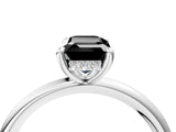 White gold Fancy Black Emerald Cut Diamond Solitaire Ring with Thin Band and Four-Prong Setting_4