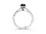 White gold Fancy Black Emerald Cut Diamond Solitaire with Side Baguettes and Channel Set Band_3