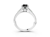 White gold Fancy Black Emerald Cut Diamond Split Shank Engagement Ring with Pavé Band_3