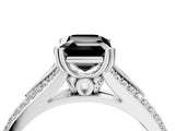 White gold Fancy Black Emerald Cut Diamond Split Shank Engagement Ring with Pavé Band_4