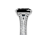 White gold Fancy Black Emerald Cut Diamond Split Shank Engagement Ring with Pavé Band_5