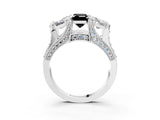 White gold Fancy Black Emerald Cut Diamond Three-Stone Ring with Channel Set Band and Four-Prong Setting_27