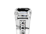 White gold Fancy Black Emerald Cut Diamond Three-Stone Ring with Channel Set Band and Four-Prong Setting_29