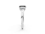 White gold Fancy Black Emerald Cut Diamond Three-Stone Ring with Four-Prong Setting and Classic Band_2