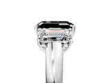 White gold Fancy Black Emerald Cut Diamond Three-Stone Ring with Four-Prong Setting and Classic Band_5
