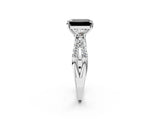 White gold Fancy Black Emerald Cut Diamond Three-Stone Ring with Pavé Split Shank and Four-Prong Setting_2