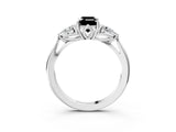 White gold Fancy Black Emerald Cut Diamond Three-Stone Ring with Pear  Side Stones and Prong Setting_75
