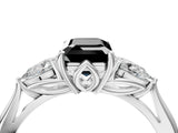 White gold Fancy Black Emerald Cut Diamond Three-Stone Ring with Pear  Side Stones and Prong Setting_76
