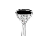 White gold Fancy Black Emerald Cut Diamond Three-Stone Ring with Pear  Side Stones and Prong Setting_77