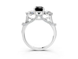White gold Fancy Black Emerald Cut Diamond Three-Stone Ring with Prong Setting and Pavé Band_3