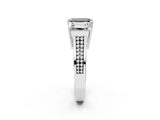 White gold Fancy Black Emerald Cut Diamond Three-Stone Ring with Prong Setting and Textured Band_2