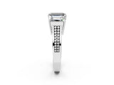 White gold Fancy Black Emerald Cut Diamond Three-Stone Ring with Prong Setting and Textured Band_26