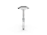 White gold Fancy Black Emerald Cut Halo Bezel Diamond Pave Band Ring_14