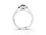 White gold Fancy Black Emerald Cut Halo Bezel Diamond Pave Band Ring_15