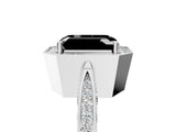 White gold Fancy Black Emerald Cut Halo Diamond Engagement Ring with Split Shank Band and Four-Prong Setting_17