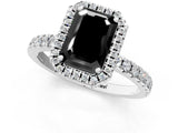 White gold Fancy Black Emerald Cut Halo Diamond Pave Band with Prong Setting_1