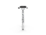 White gold Fancy Black Emerald Cut Halo Diamond Pave Band with Prong Setting_2