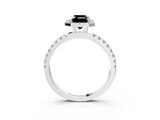 White gold Fancy Black Emerald Cut Halo Diamond Pave Band with Prong Setting_3