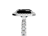 White gold Fancy Black Emerald Cut Halo Diamond Pave Band with Prong Setting_5