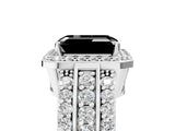 White gold Fancy Black Emerald Cut Halo Diamond Ring with Round  Split Shank and Prong Setting_53