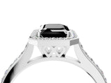 White gold Fancy Black Emerald Cut Halo Round Diamond Pavé Band with Four-Prong Setting_19