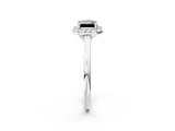 White gold Fancy Black Emerald Cut Halo Round Diamond Solitaire Engagement Ring with Pave Band and Four-Prong Setting_26