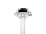 White gold Fancy Black Emerald Cut Halo Round Diamond Solitaire Engagement Ring with Pave Band and Four-Prong Setting_29