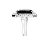 White gold Fancy Black Emerald Cut Halo Round Diamond Solitaire Ring with Pavé Band and Four-Prong Setting_5