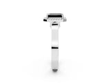 White gold Fancy Black Emerald Cut Halo Round Diamond Twist Band with Four-Prong Setting_26