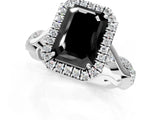 White gold Fancy Black Emerald Cut Halo Twist Band with Four-Prong Setting_13