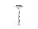 White gold Fancy Black Emerald Cut Halo Twist Band with Four-Prong Setting_14