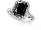 White gold Fancy Black Emerald Cut Halo Twist Band with Four-Prong Setting_73