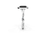 White gold Fancy Black Emerald Cut Halo Twist Band with Four-Prong Setting_74