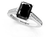 White gold Fancy Black Emerald Cut Solitaire Cathedral Diamond Engagement Ring with Channel-Set Band and Four-Prong Setting_16