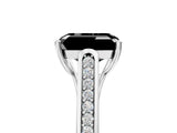 White gold Fancy Black Emerald Cut Solitaire Cathedral Diamond Engagement Ring with Channel-Set Band and Four-Prong Setting_20