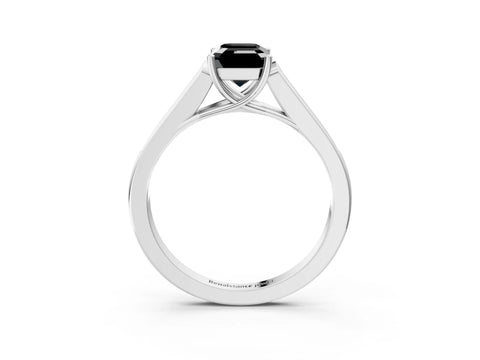 White gold Fancy Black Emerald Cut Solitaire Cathedral Diamond Engagement Ring with Channel-Set Band and Four-Prong Setting_6