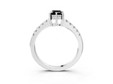White gold Fancy Black Emerald Cut Solitaire Diamond Engagement Ring with Pavé Band and Six-Prong Setting_15