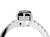 White gold Fancy Black Emerald Cut Solitaire Diamond Engagement Ring with Pavé Band and Six-Prong Setting_16