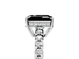 White gold Fancy Black Emerald Cut Solitaire Diamond Engagement Ring with Pavé Band and Six-Prong Setting_17