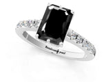 White gold Fancy Black Emerald Cut Solitaire Diamond Engagement Ring with Pavé Band and Six-Prong Setting_25