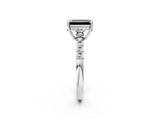 White gold Fancy Black Emerald Cut Solitaire Diamond Engagement Ring with Pavé Band and Six-Prong Setting_26