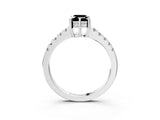 White gold Fancy Black Emerald Cut Solitaire Diamond Engagement Ring with Pavé Band and Six-Prong Setting_27