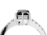 White gold Fancy Black Emerald Cut Solitaire Diamond Engagement Ring with Pavé Band and Six-Prong Setting_28