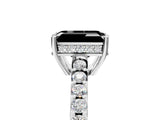 White gold Fancy Black Emerald Cut Solitaire Diamond Engagement Ring with Pavé Band and Six-Prong Setting_29
