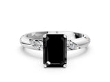 White gold Fancy Black Emerald Cut Solitaire Diamond Engagement Ring with Twisted Pave Band and Four-Prong Setting_19