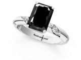 White gold Fancy Black Emerald Cut Solitaire Diamond Engagement Ring with Twisted Pave Band and Four-Prong Setting_20