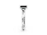 White gold Fancy Black Emerald Cut Solitaire Diamond Engagement Ring with Twisted Pave Band and Four-Prong Setting_21