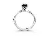 White gold Fancy Black Emerald Cut Solitaire Diamond Engagement Ring with Twisted Pave Band and Four-Prong Setting_22