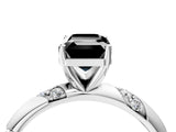 White gold Fancy Black Emerald Cut Solitaire Diamond Engagement Ring with Twisted Pave Band and Four-Prong Setting_23